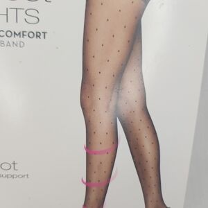 Hanes Premium Perfect Tights Wide Comfort Waist | XL | Polka dot | Tummy Control